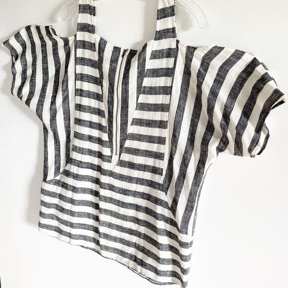 New Soft Surroundings Striped Cold Shoulder Linen Sunset Tunic - Picture 5 of 7